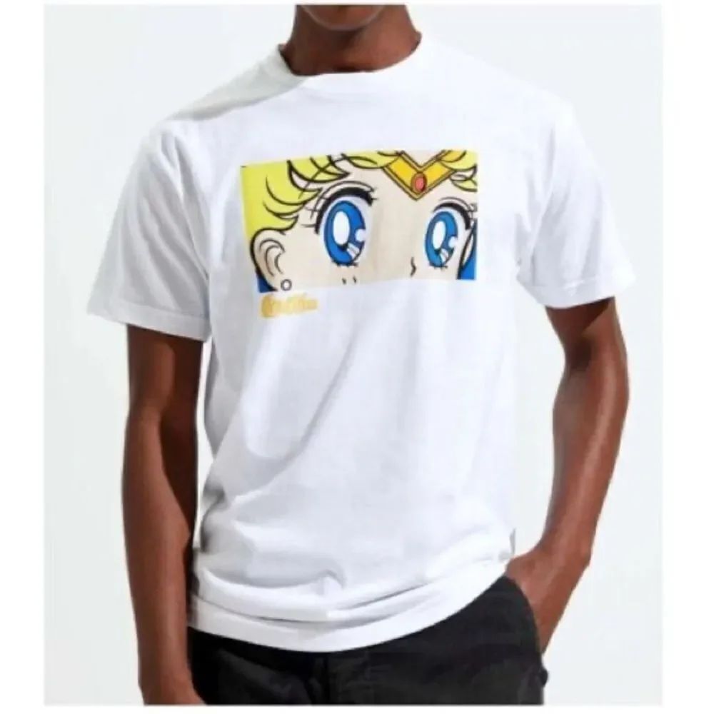 Sailor Moon Graphic Logo UO Men's M Crewneck Short Sleeve Tee T-Shirt White